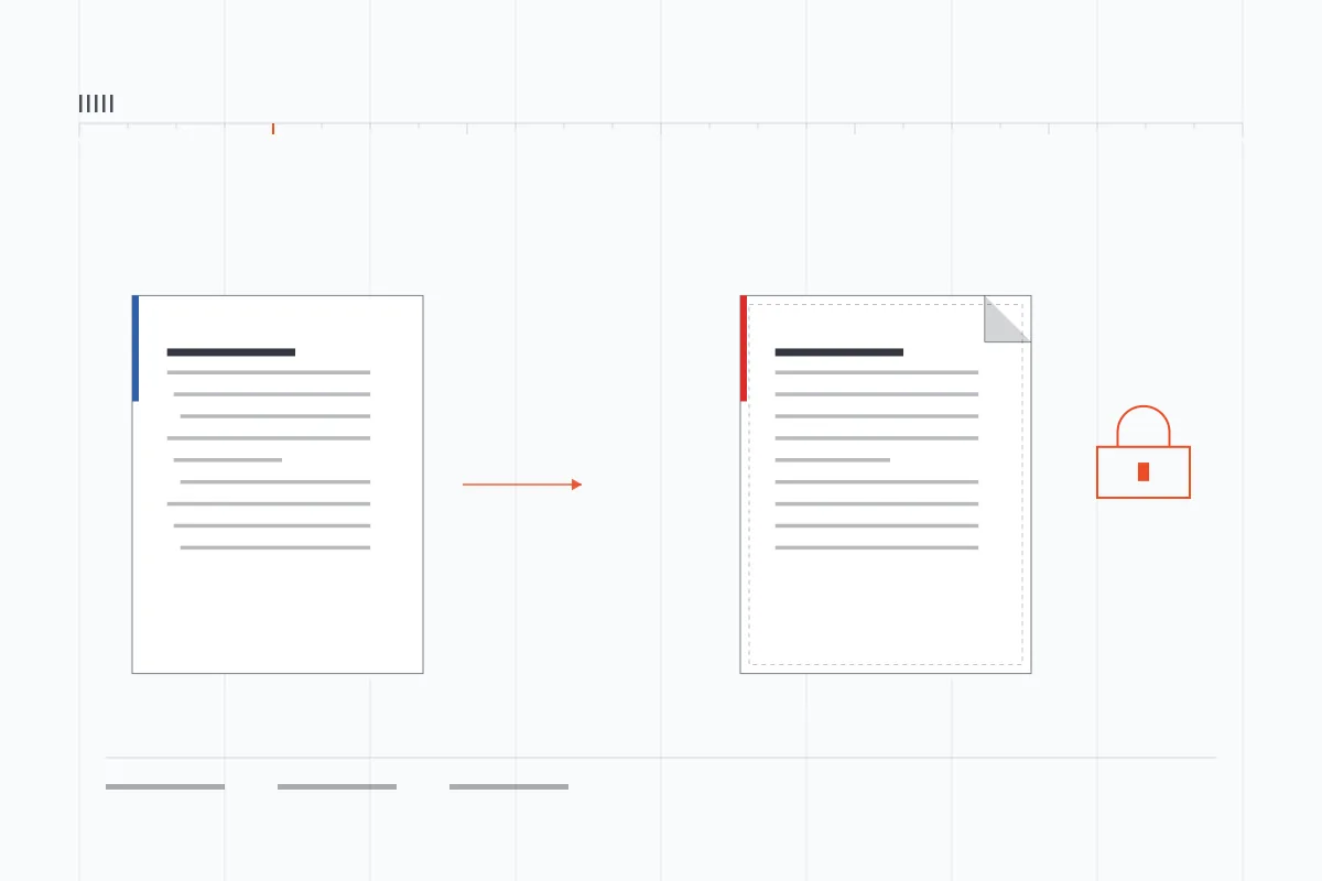 Fixed layout document sharing Diagram contrasting an editable Word file with a fixed-layout PDF being shared, printed and stored.