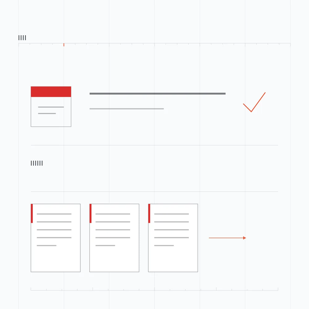 Converted PDF export row Square diagram of a finished PDF export row showing page count, file size and a download control.